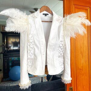 Rocketman Custom White Denim Jacket